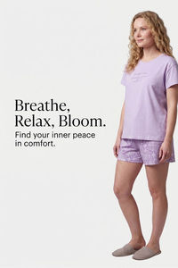 Sweet Dreams Typographic Printed Short Set - Cosmic Purple — thumbnail 5